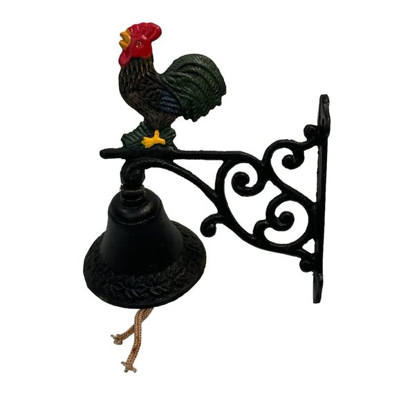 Rustic Cast Iron Rooster Traditional Farmhouse Dinner Bell - Picture 2 of 16